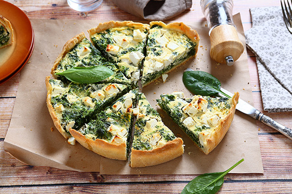 baked kale, spinach and feta cheese pie