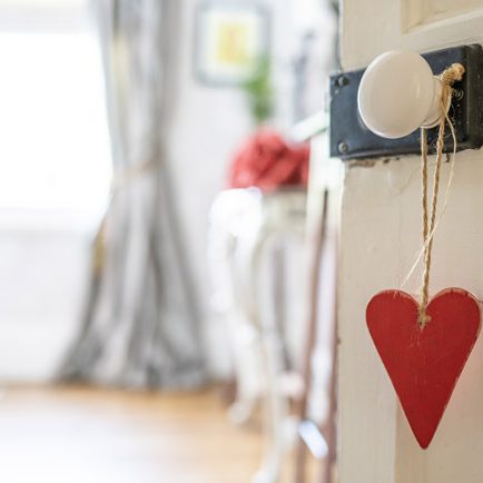 Decorative heart on door handle
